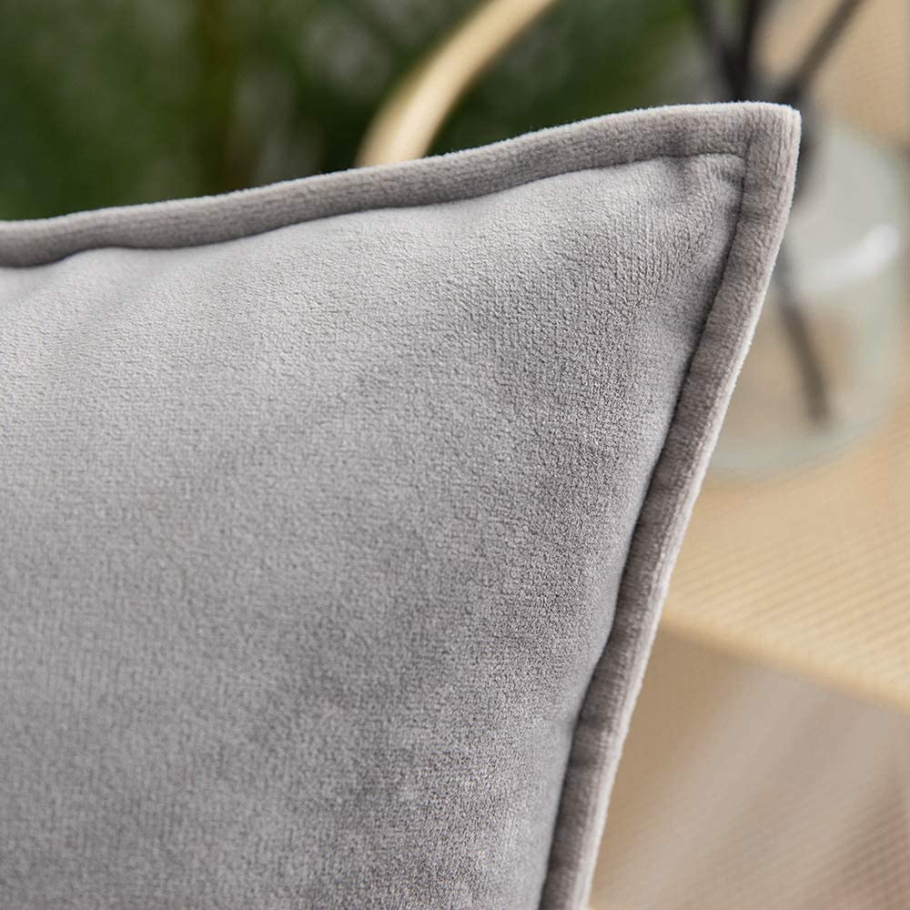Fancy & Stacy Dark Grey Velvet Pillow Cover with Insert – 20 x 20 in