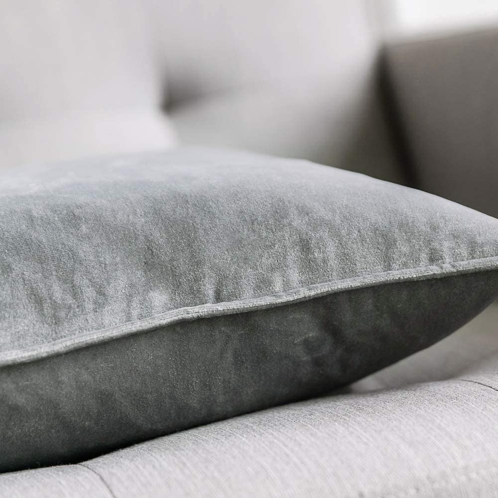 Fancy & Stacy Dark Grey Velvet Pillow Cover with Insert – 20 x 20 in
