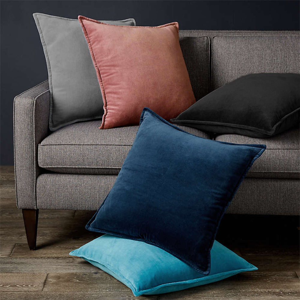 Fancy & Stacy Dark Grey Velvet Pillow Cover with Insert – 20 x 20 in