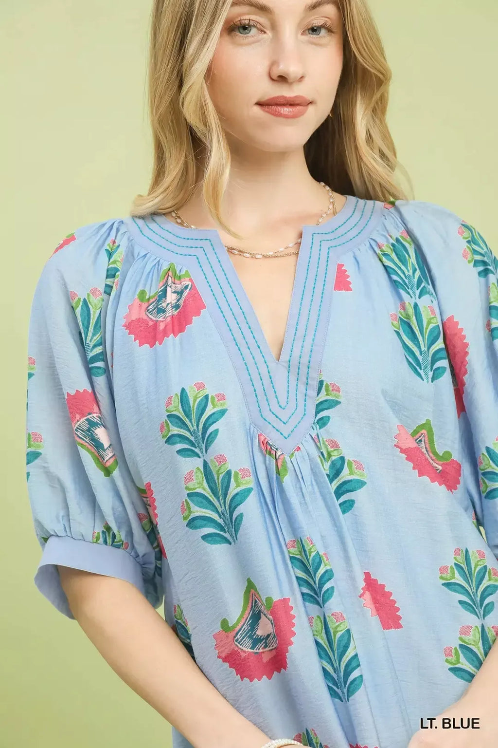 Umgee Abstract Print Mini Dress in Blue