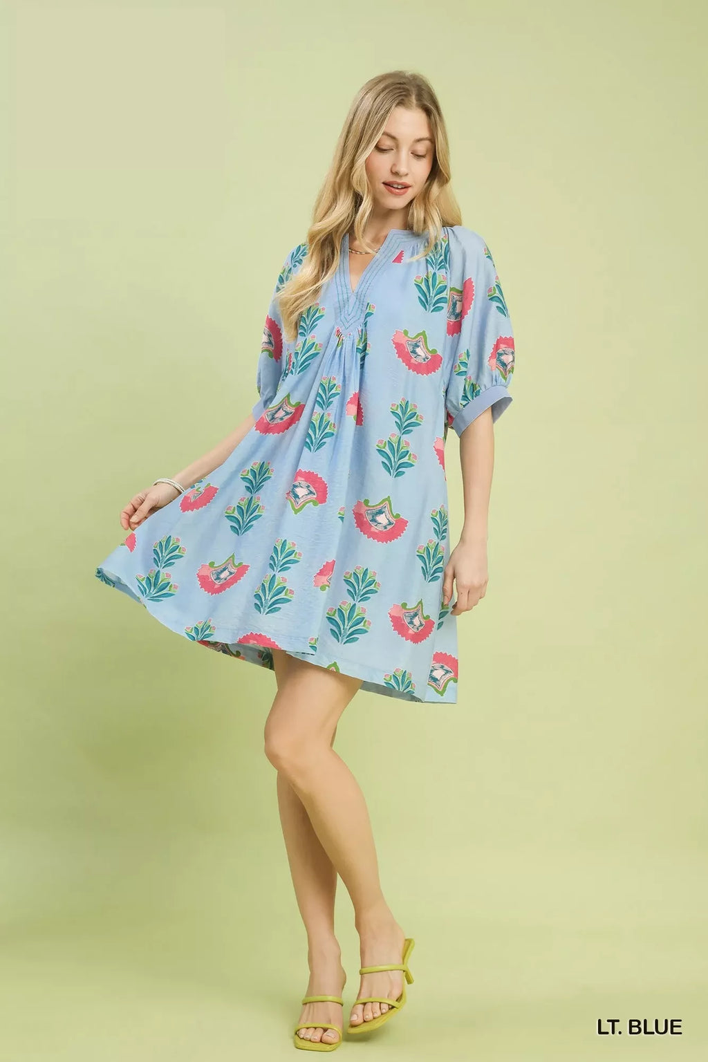 Umgee Abstract Print Mini Dress in Blue