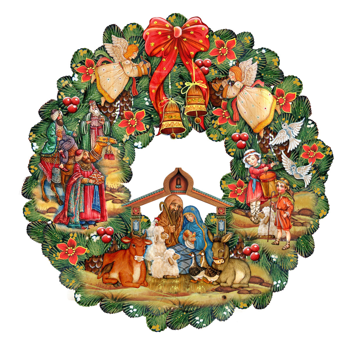 G. DeBrekht Nativity Wooden Christmas Door Wreath