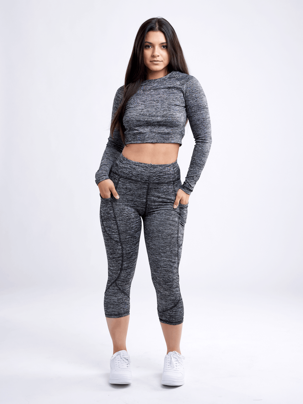 JupiterGear Mid-Rise Capri Fitness Leggings with Side Pockets