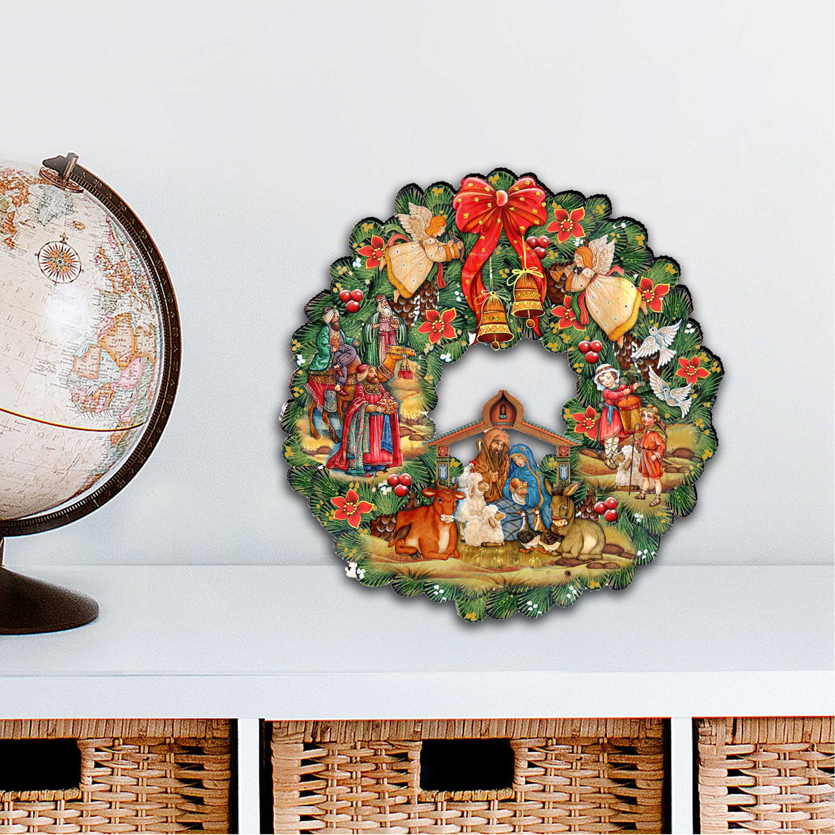 G. DeBrekht Nativity Wooden Christmas Door Wreath