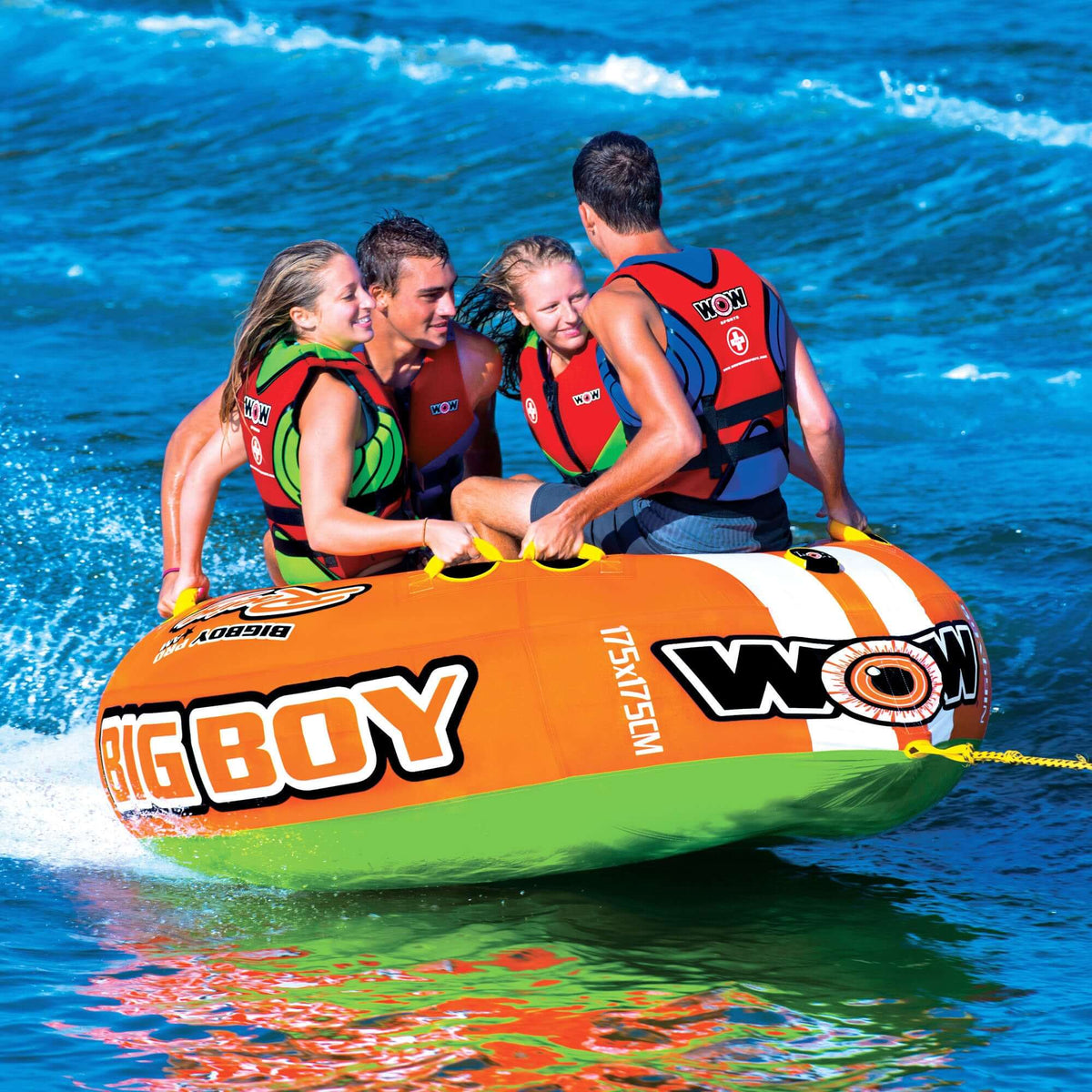 WOW Watersports Big Boy Racing 1-4 Person Towable Water Tube For Pool and Lake