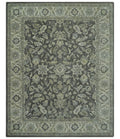Antique Design 8x10 Charcoal and Beige Traditional Floral Hand Tufted rug