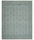 Antique Distress finish Silver, Teal and Brown Hand Knotted Traditional 8x10 wool Rug