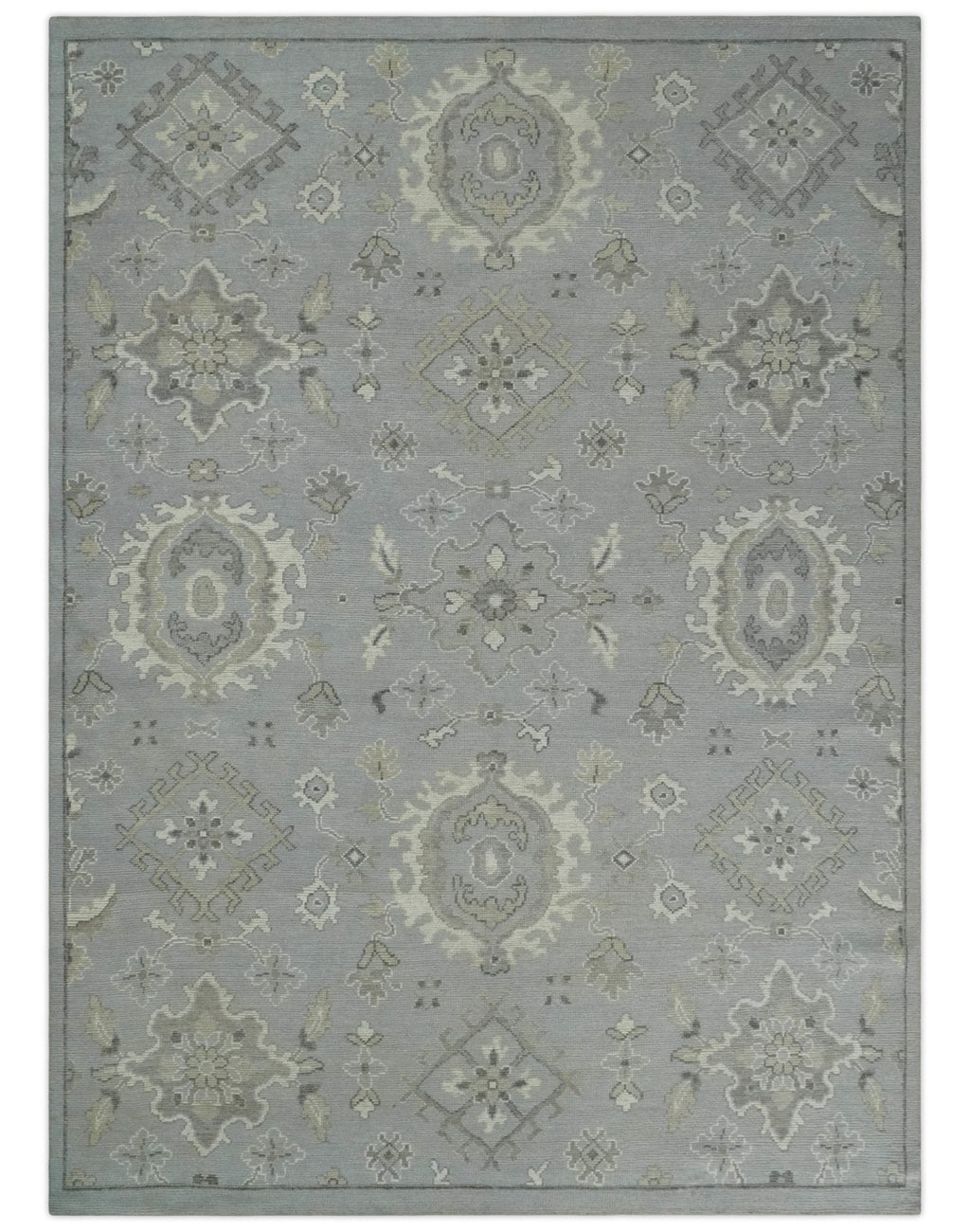 Antique Style Silver And Beige Modern Oushak wool Area Rug