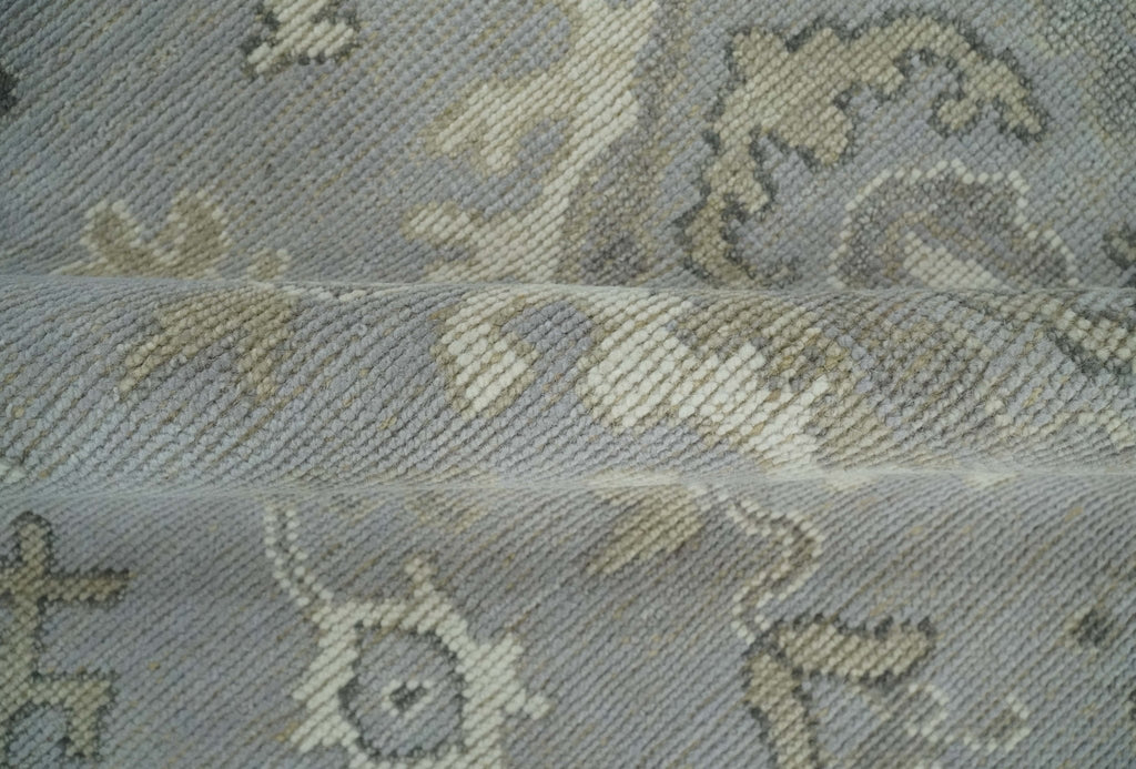 Antique Style Silver And Beige Modern Oushak wool Area Rug