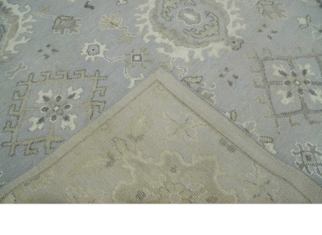 Antique Style Silver And Beige Modern Oushak wool Area Rug