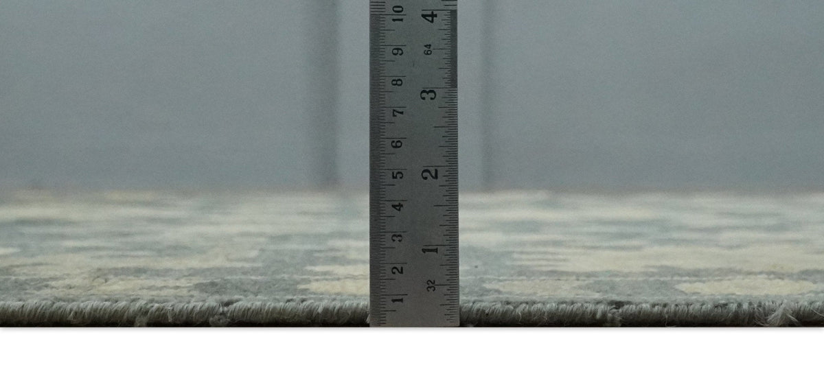 Antique Style 6x9 Hand Knotted Beige and Charcoal Traditional Wool Rug | N35669