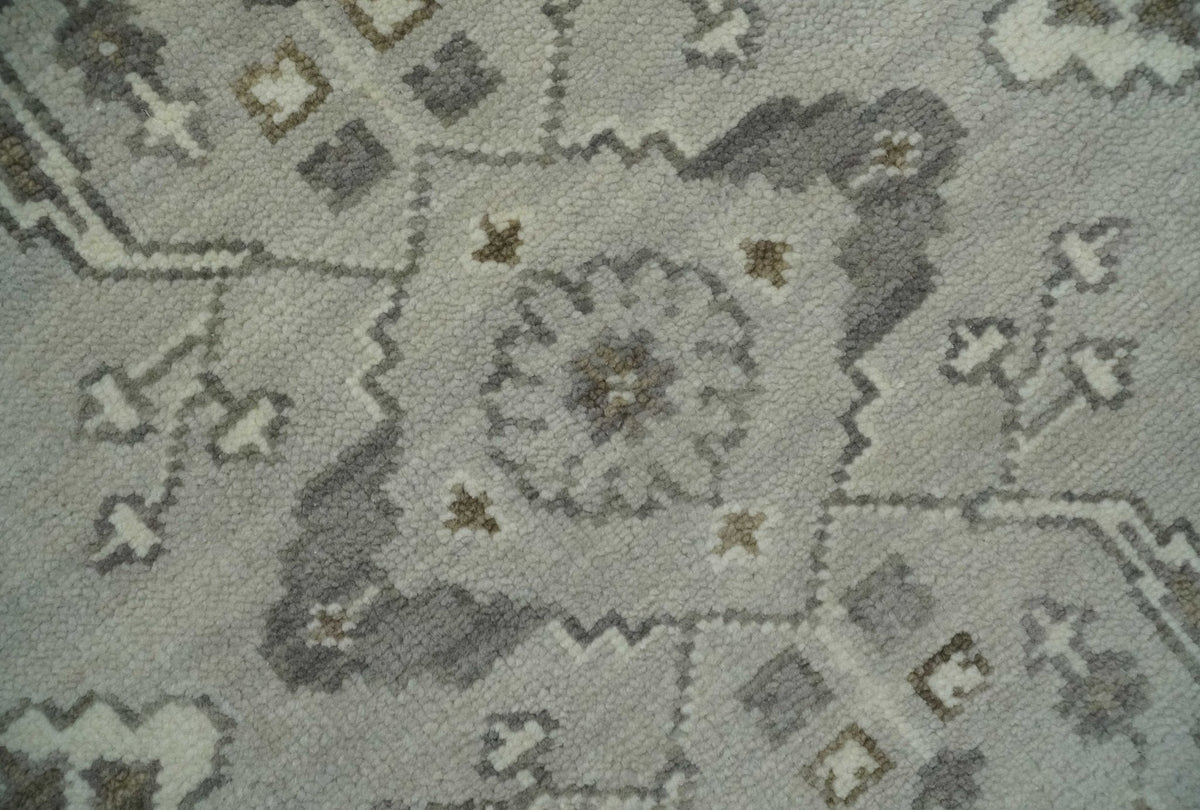 Antique Style Traditional Silver and Olive Oriental Oushak 8x10 wool Area Rug