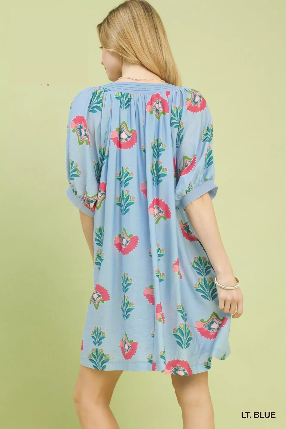 Umgee Abstract Print Mini Dress in Blue