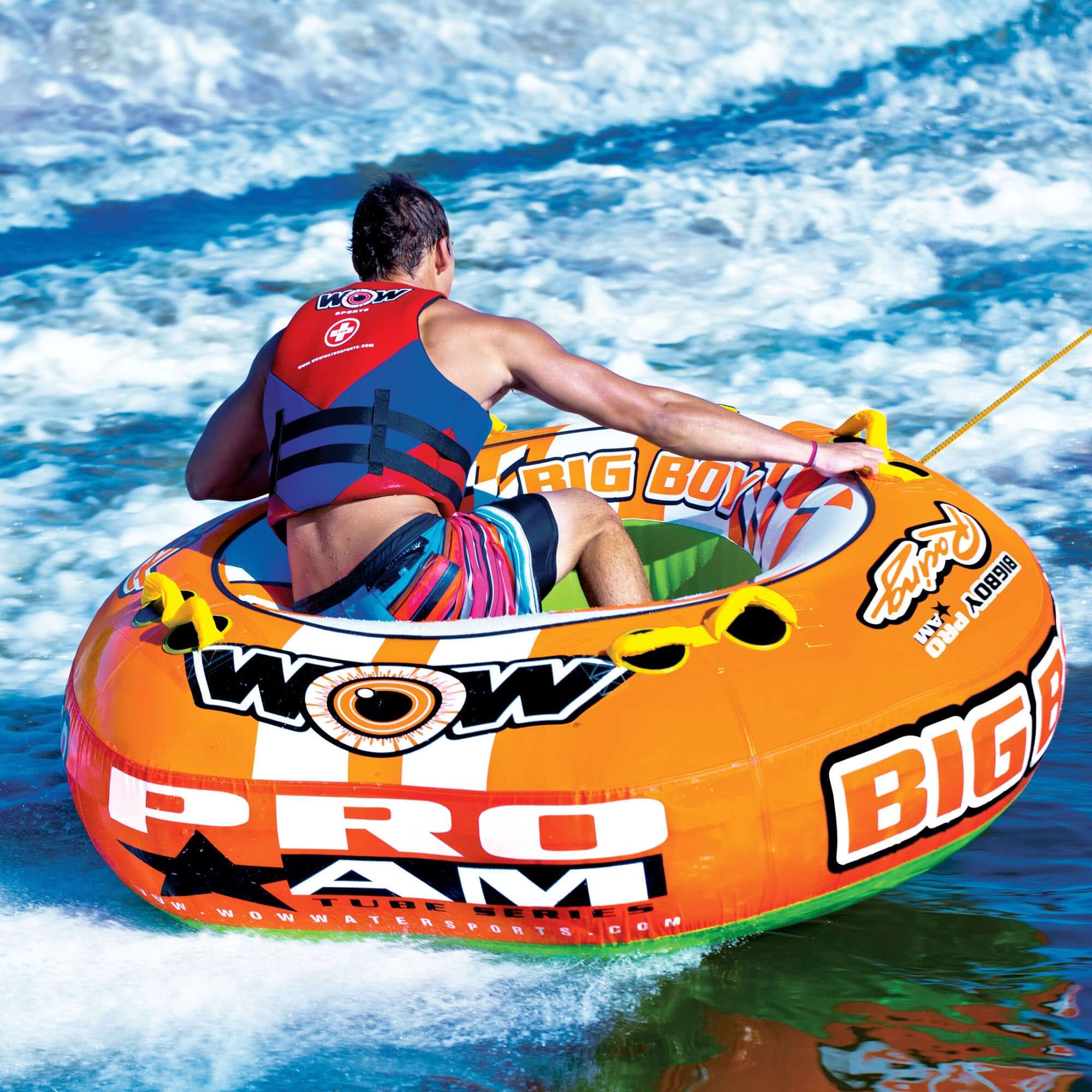 WOW Watersports Big Boy Racing 1-4 Person Towable Water Tube For Pool and Lake