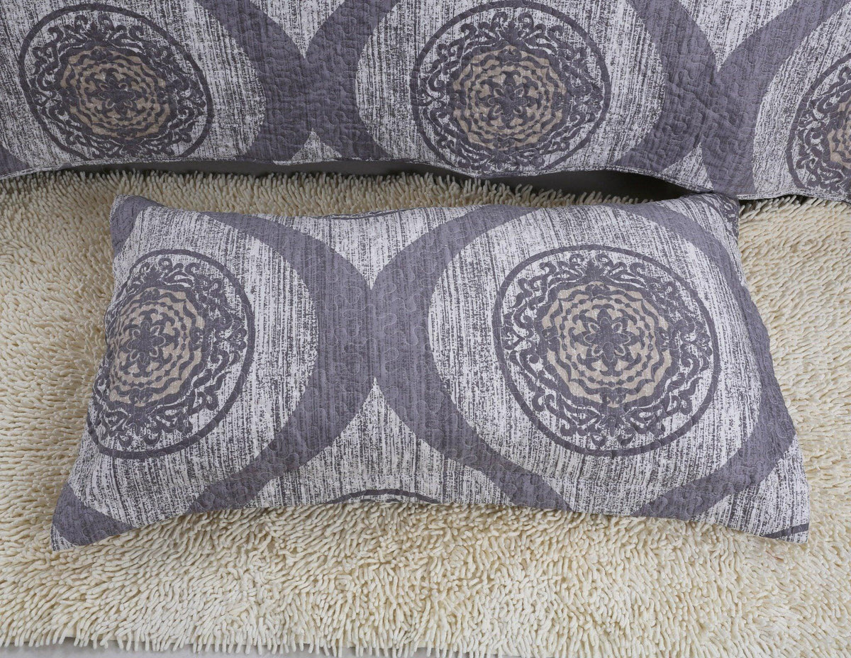 DaDa Rustic Grey Medallion Reversible Bedspread Set