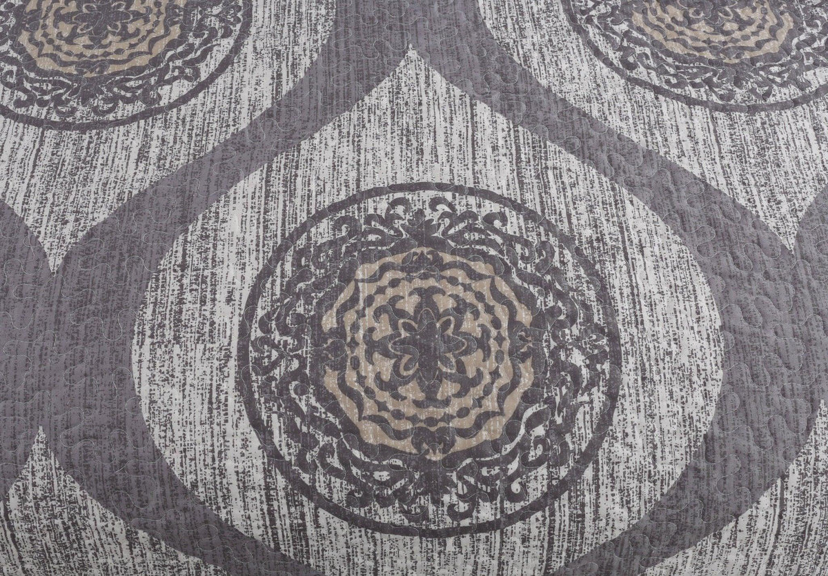 DaDa Rustic Grey Medallion Reversible Bedspread Set