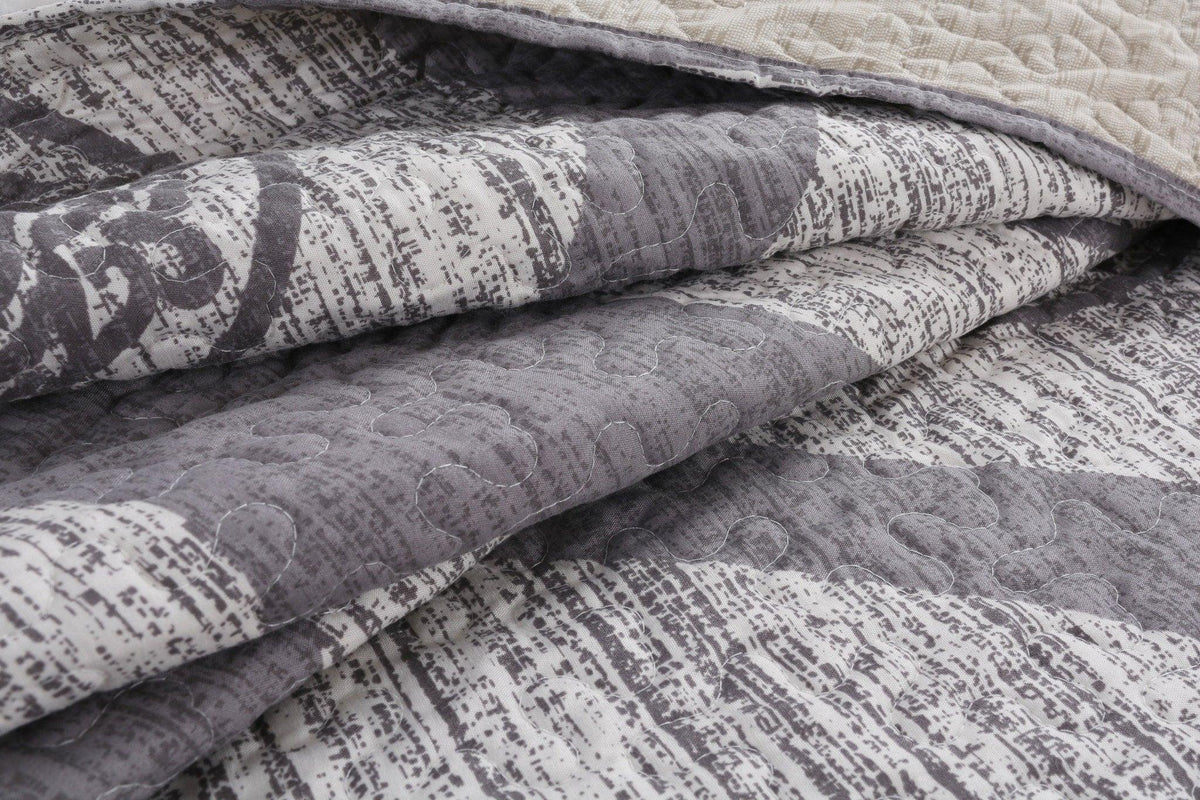 DaDa Rustic Grey Medallion Reversible Bedspread Set
