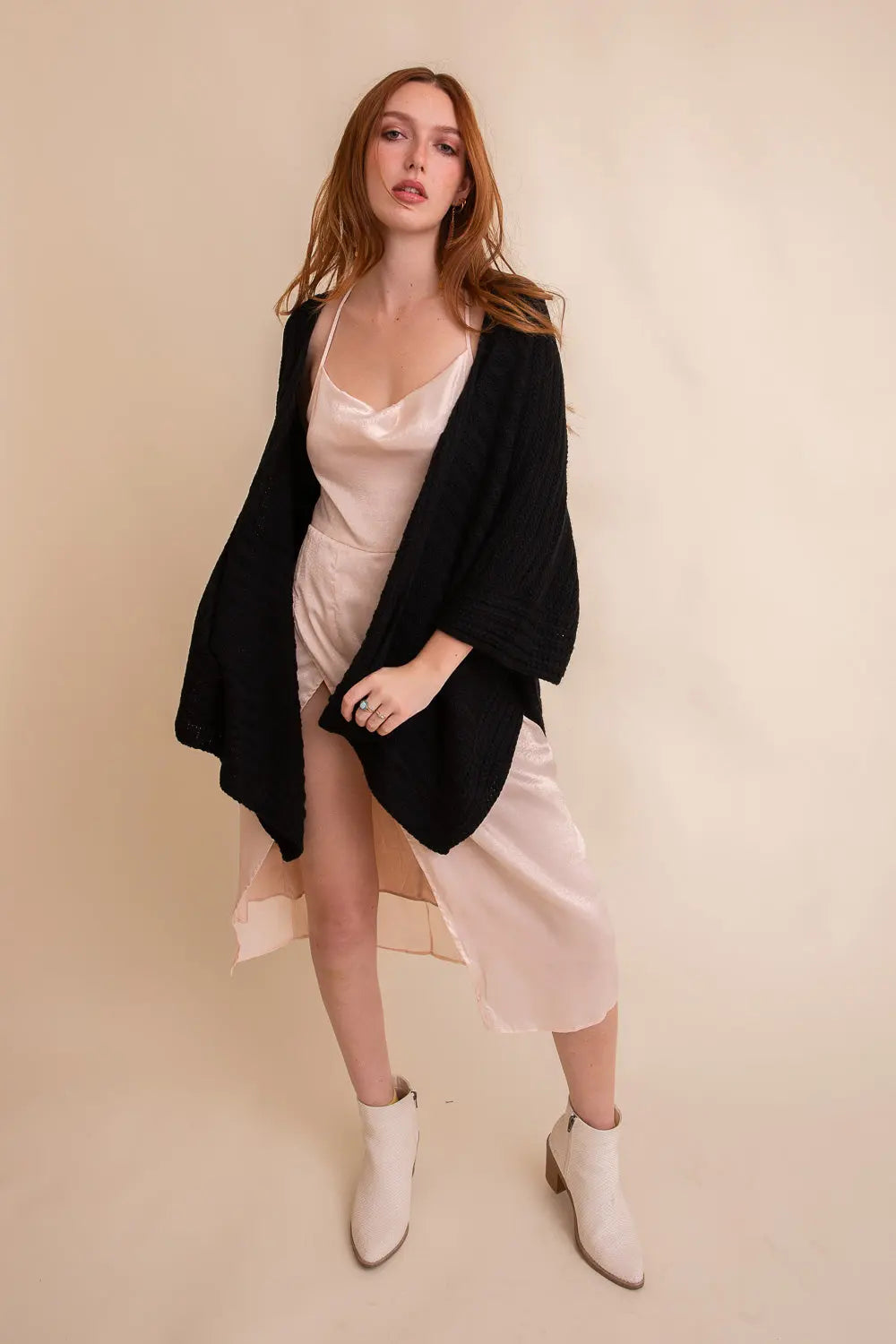 Ridged Rib Knit Ruana – Stylish Layering Wrap