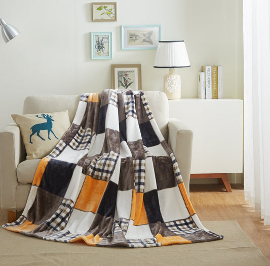Tache Fall Plaid Patchwork Fleece Throw Blanket