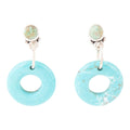 Blue Magnesite Donut Sterling Silver Drop Earrings