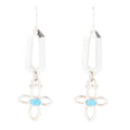 Blue Turquoise and Sterling Silver Cross Drop Earrings
