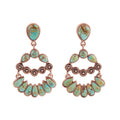 Botanical Green Turquoise Golden Statement Earrings
