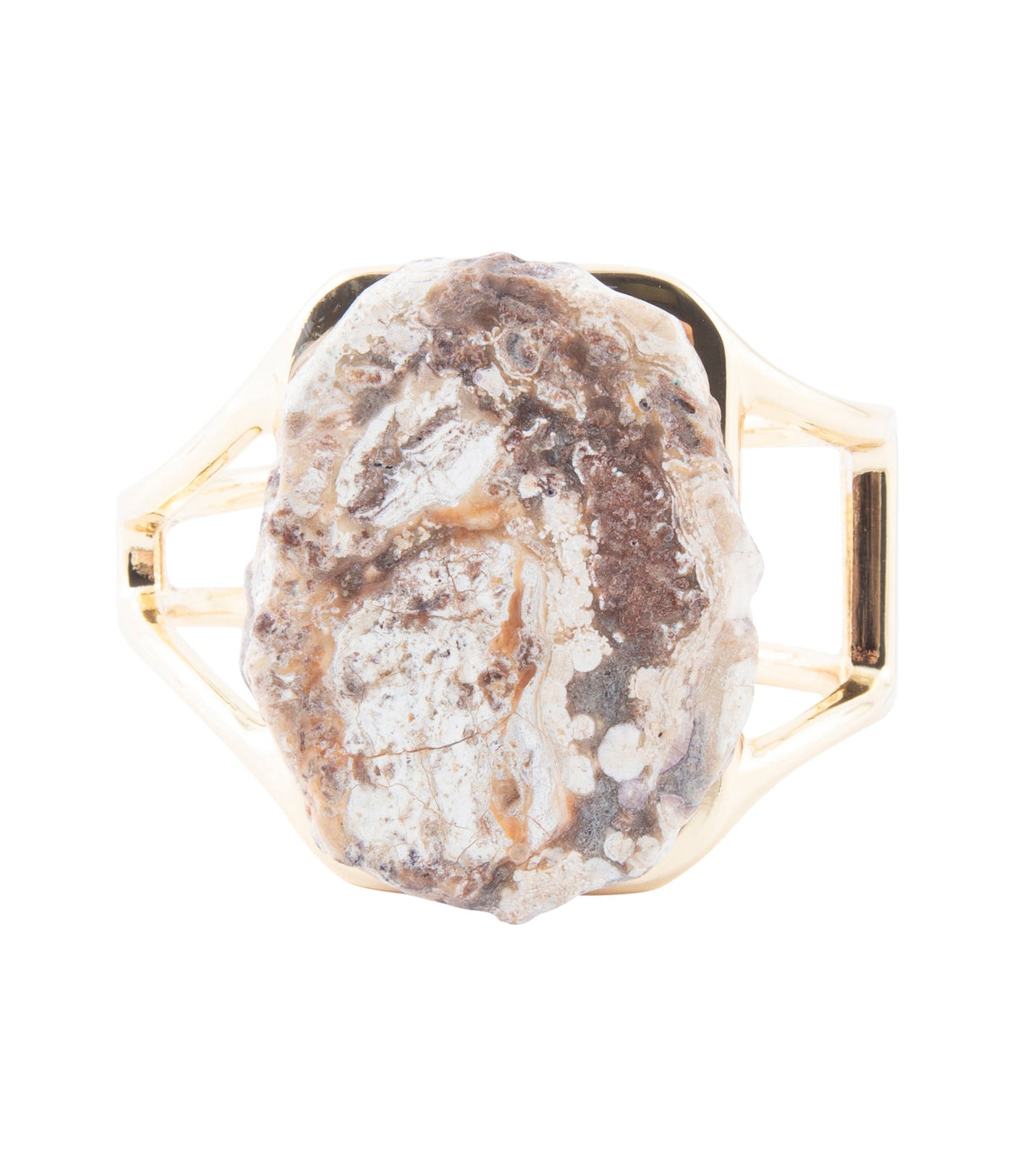 Brown Ocean Jasper Slab Golden Cuff Bracelet
