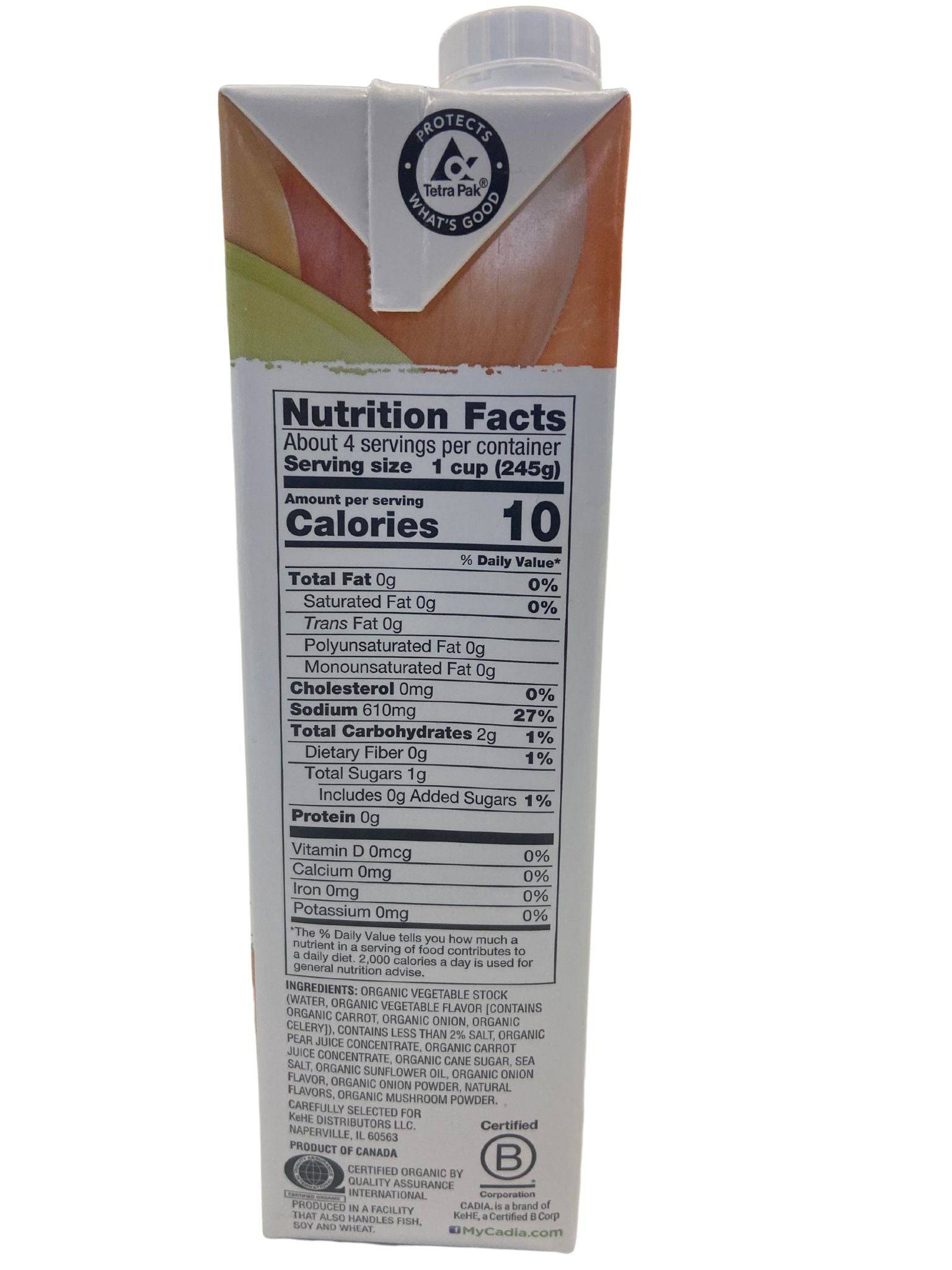 Vegetable Broth, Organic, Cadia