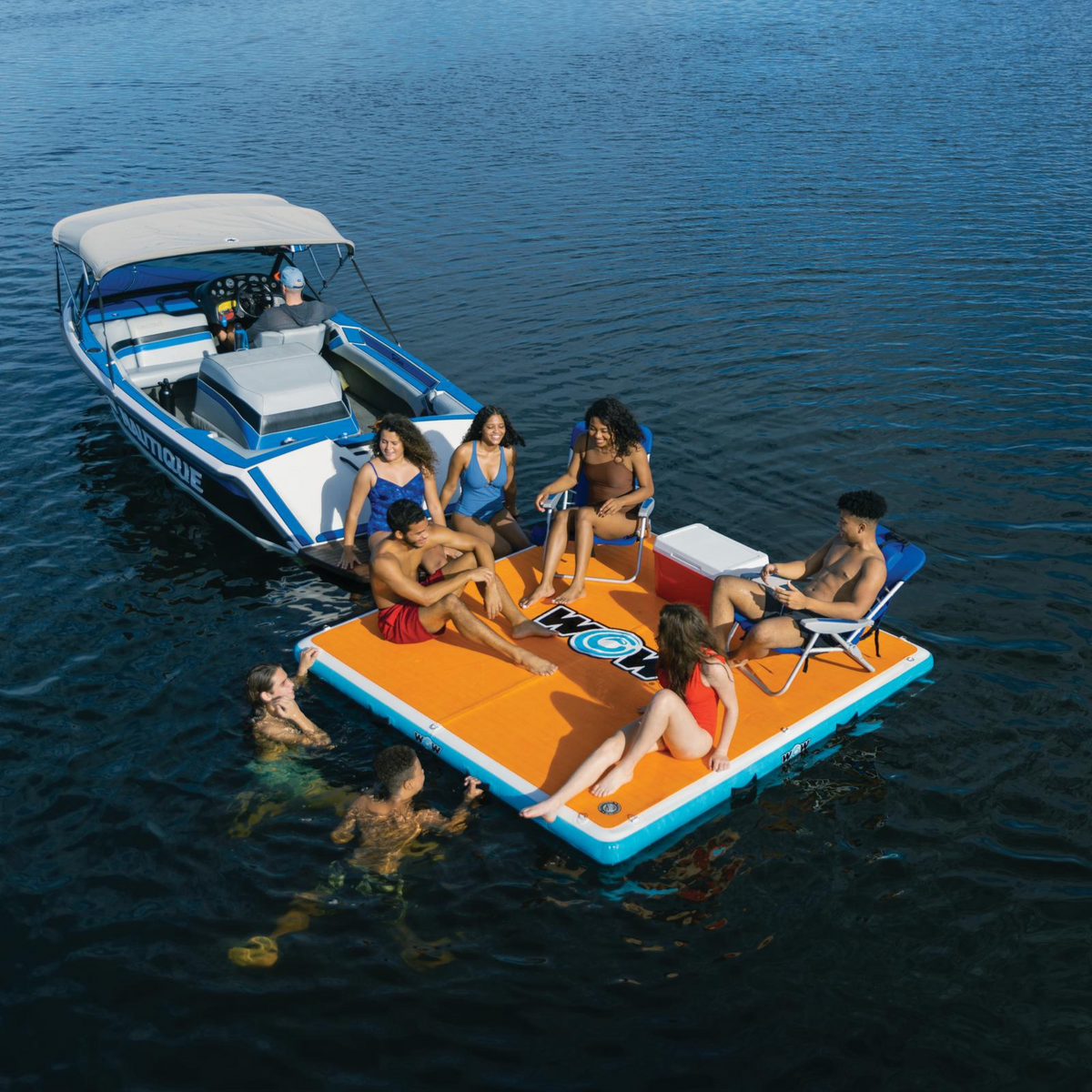 WOW Watersports 8'x8'x6" Drop Stitch Vacation Station Dock with Deckpad