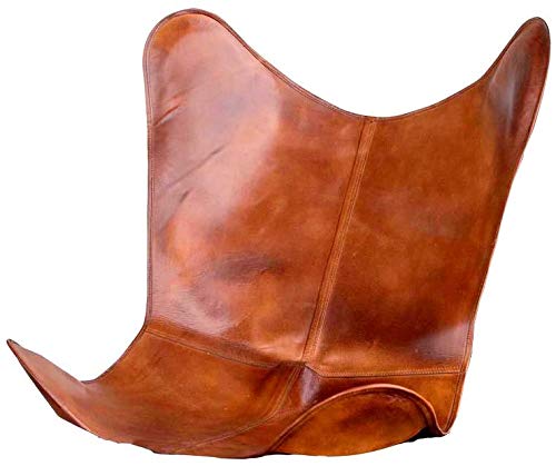 Tan Vintage Leather Butterfly Chair Cover – No Frame