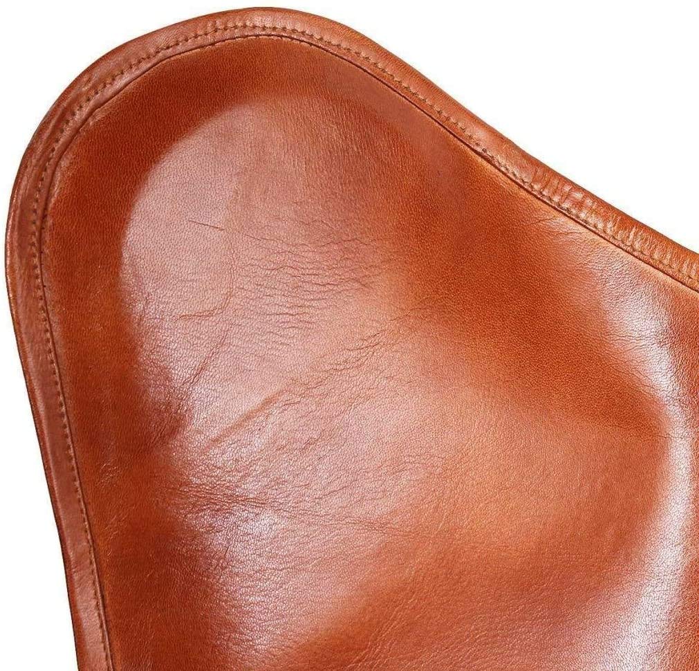 Tan Vintage Leather Butterfly Chair Cover – No Frame