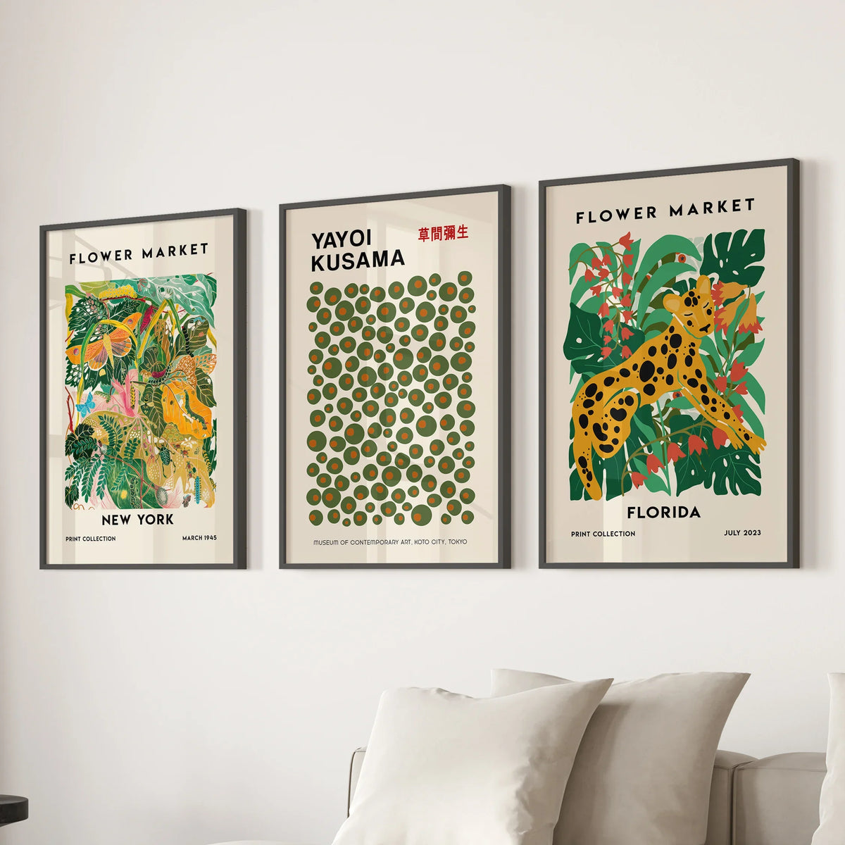 Flower Market, Kusama Art Prints. Modern Tropical Wall Decor