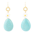 Dani Blue Turquoise Magnesite Flower Golden Drop Earrings