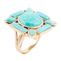 Deco Green Turquoise Golden Statement Ring