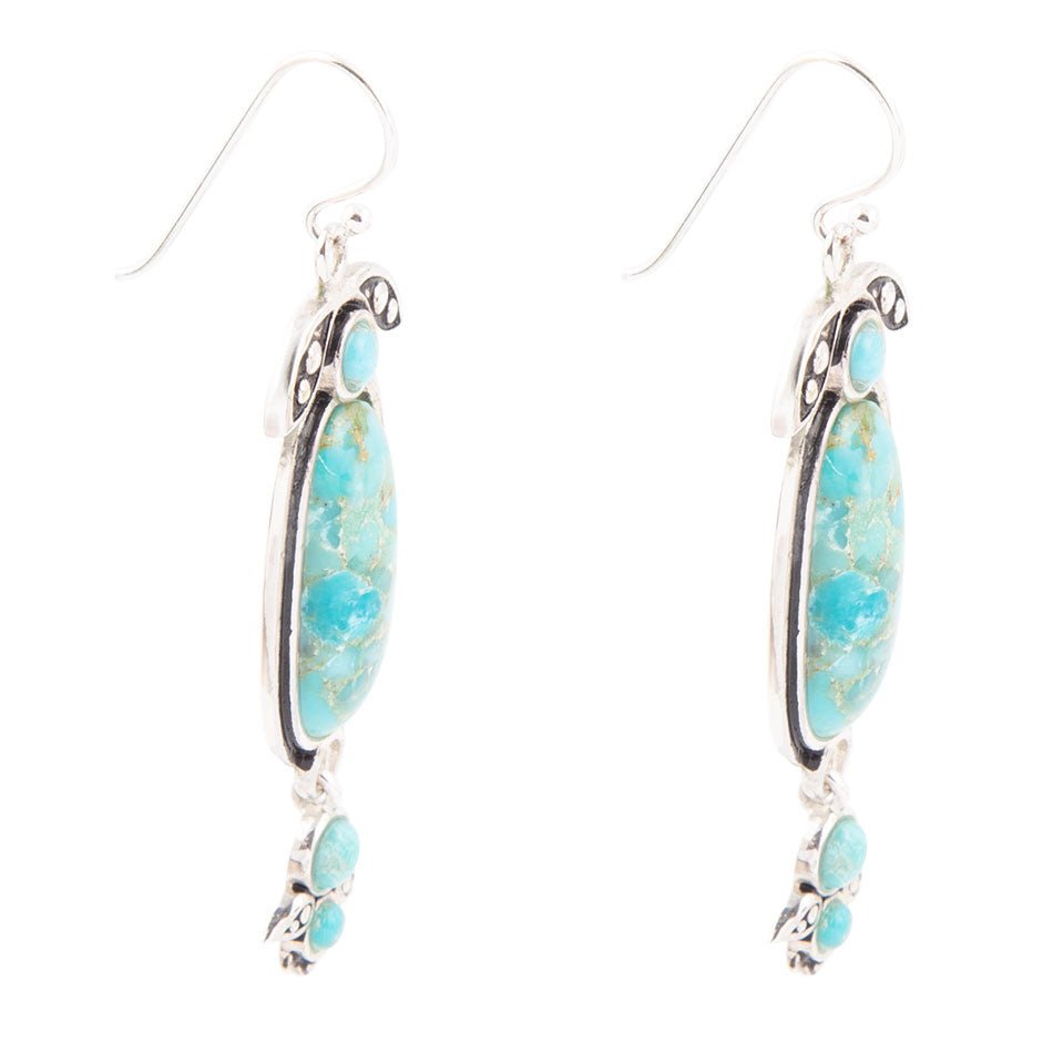 Emile Blue Turquoise Sterling Silver Dangle Earrings
