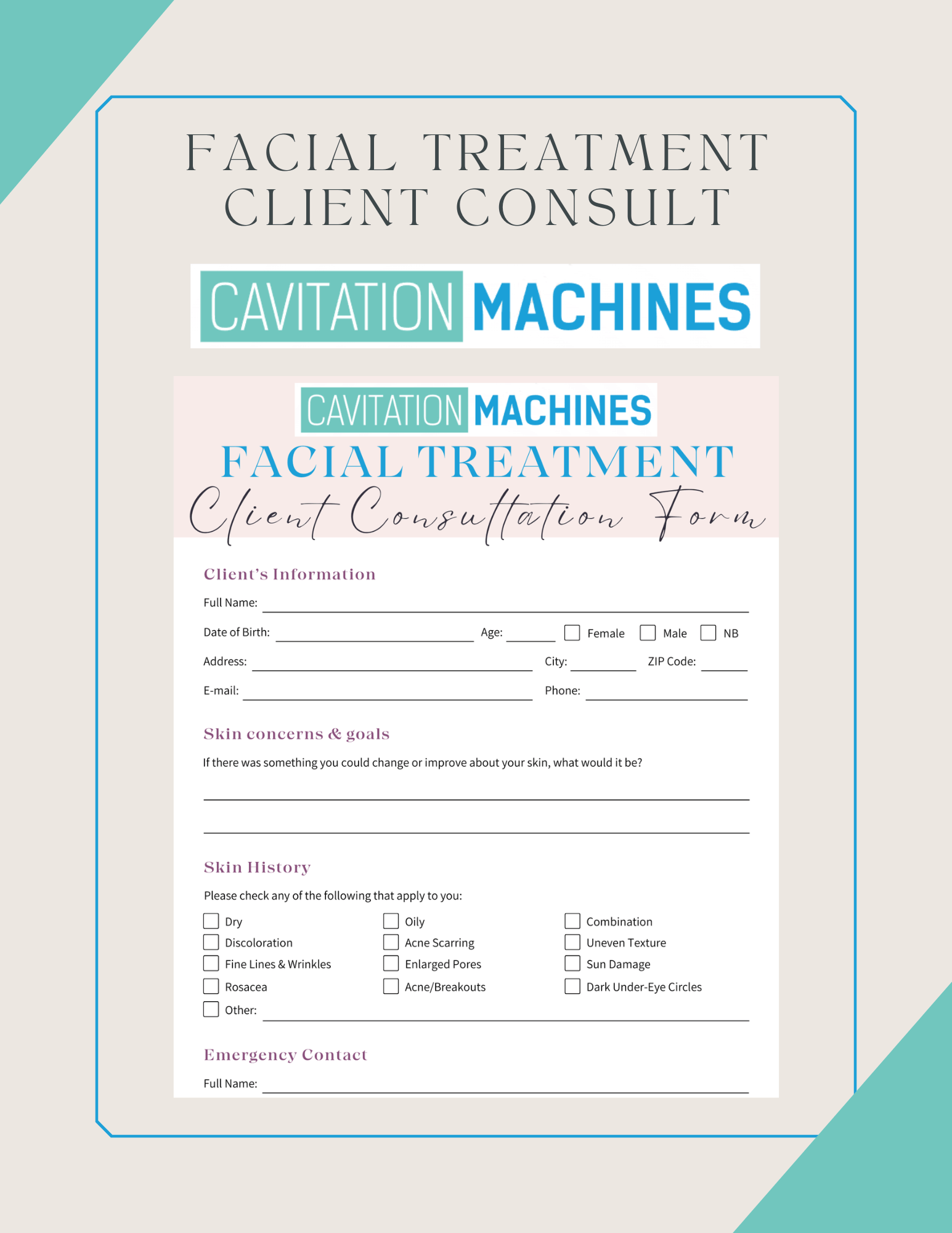Shape Tactics Facial Treatment Consultation Forms