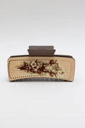 Floral Cow Motif Hair Claw Clip – Rustic Elegance 🌷