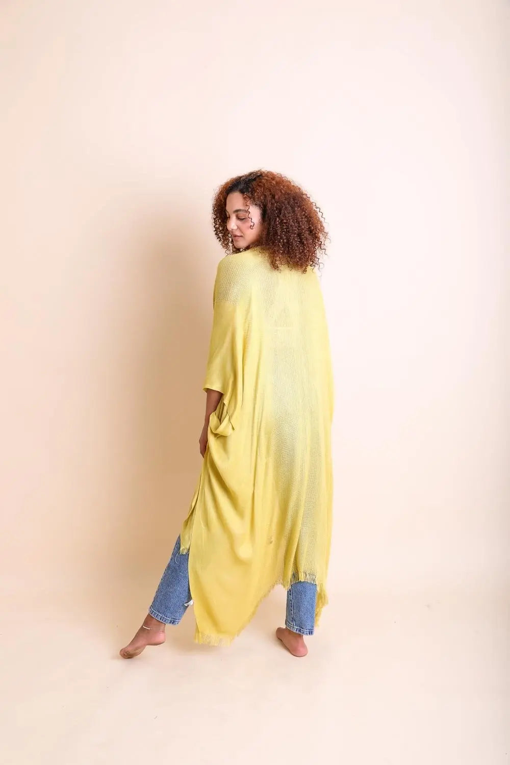Frayed Trim Kimono