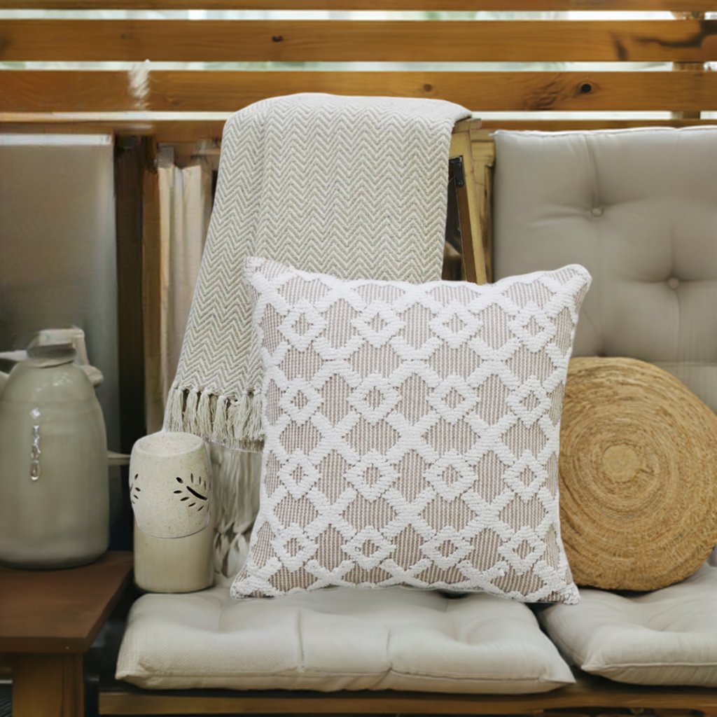 Beige Decorative Throw Pillow – 20 x 20 in