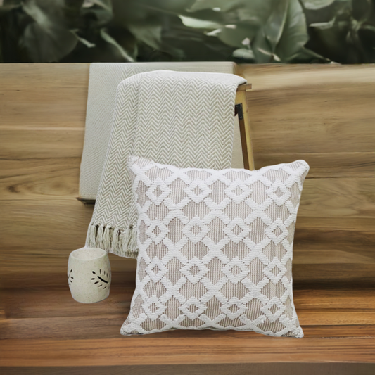 Beige Decorative Throw Pillow – 20 x 20 in