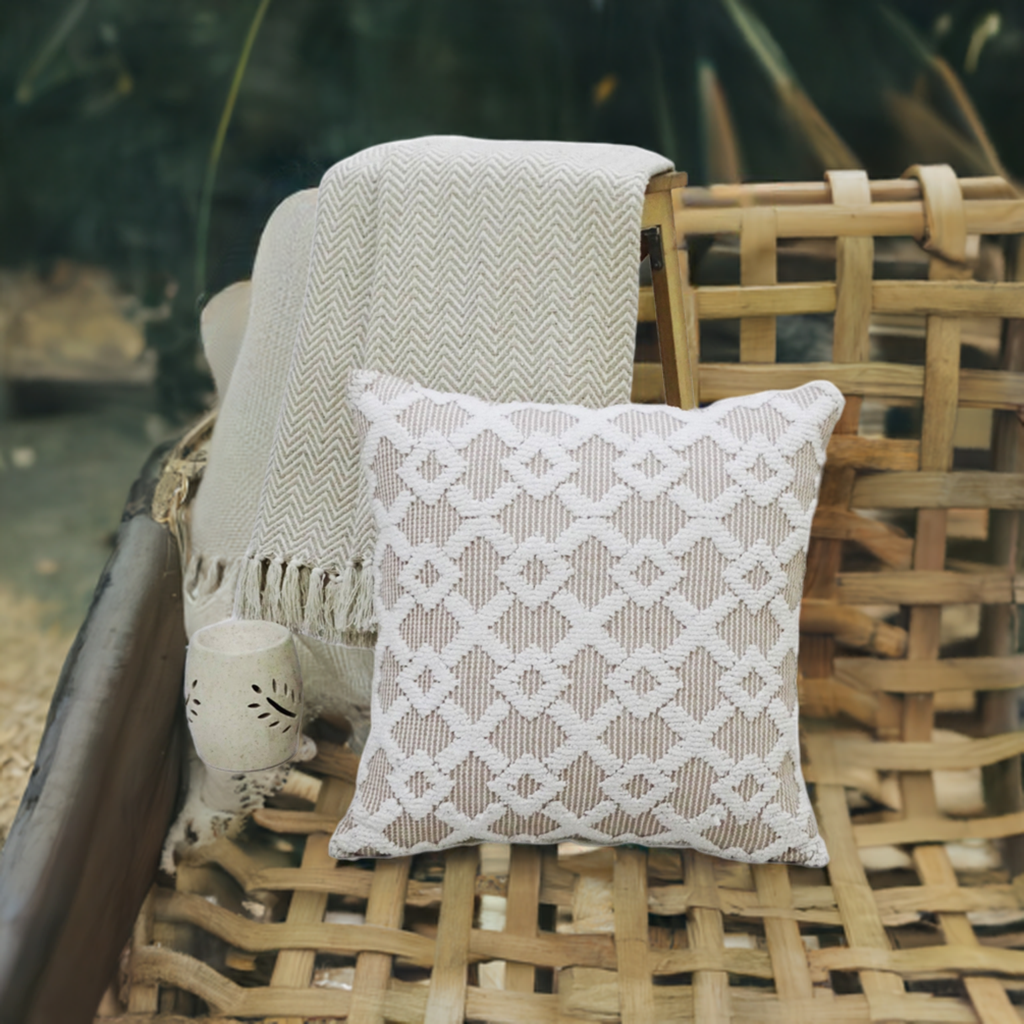 Beige Decorative Throw Pillow – 20 x 20 in