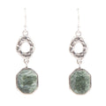 Hammered Green Seraphinite and Sterling Silver Drop Earrings