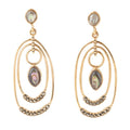 Henle Green Abalone Chandelier Golden Drop Earrings