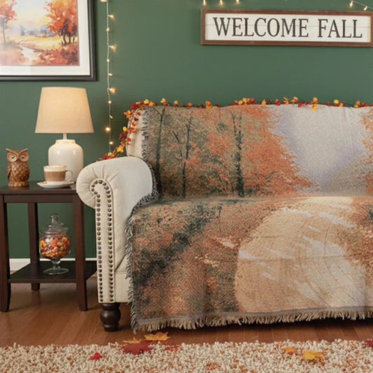 Autumn Leaves Woven Tapestry Throw Blanket – 50 x 60 in