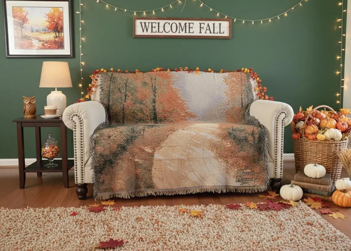 Autumn Leaves Woven Tapestry Throw Blanket – 50 x 60 in