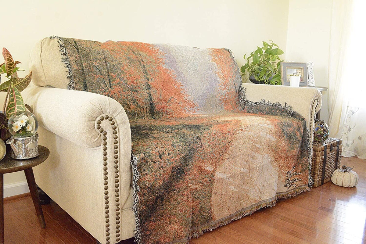Autumn Leaves Woven Tapestry Throw Blanket – 50 x 60 in