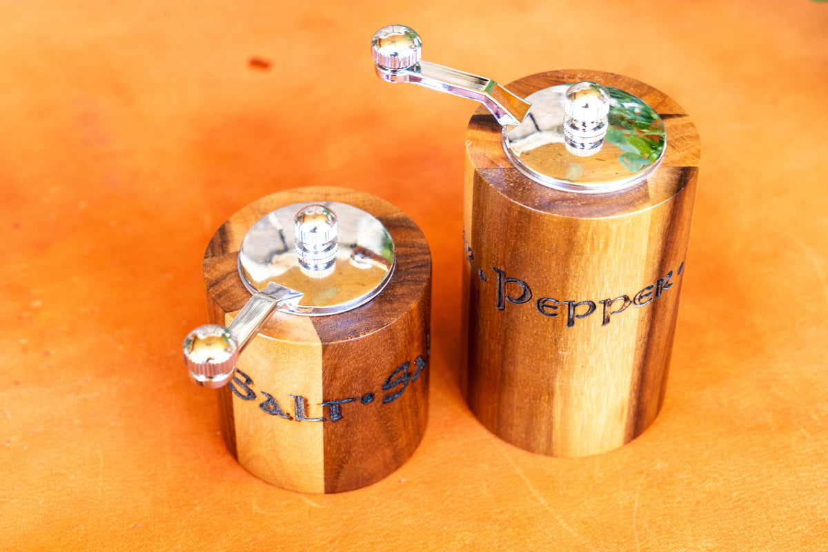 Handcrafted Wooden Salt & Pepper Crank Grinder Set