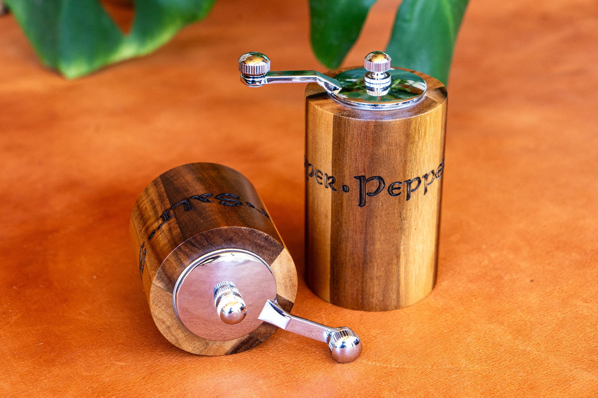 Handcrafted Wooden Salt & Pepper Crank Grinder Set
