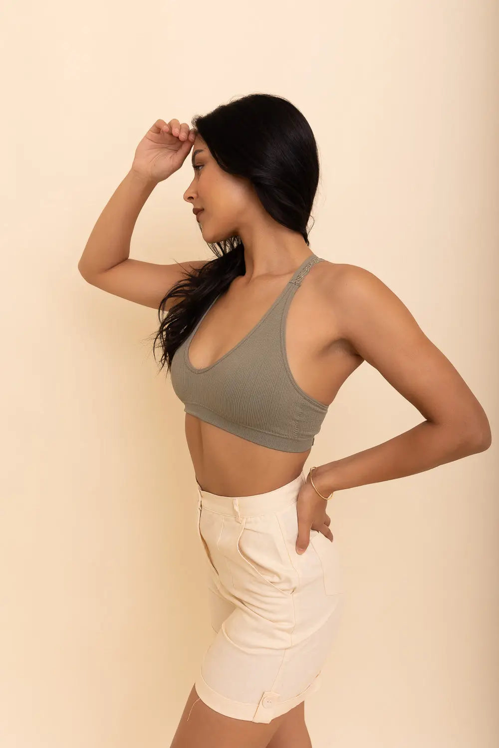 Lacey Racerback Seamless Bralette – Soft Wireless Lace Comfort