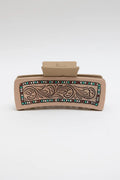 Leather Swirl Hair Claw – Artistic Tribal Pattern Clam Clip 🌸